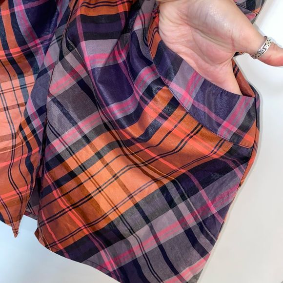 Ted Baker Chintz Finish Check Shirt Dress Side Pockets Size 2 - Picture 7 of 16